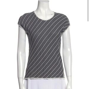 Armani Collezioni Black and White Diagonal Stripe Tee